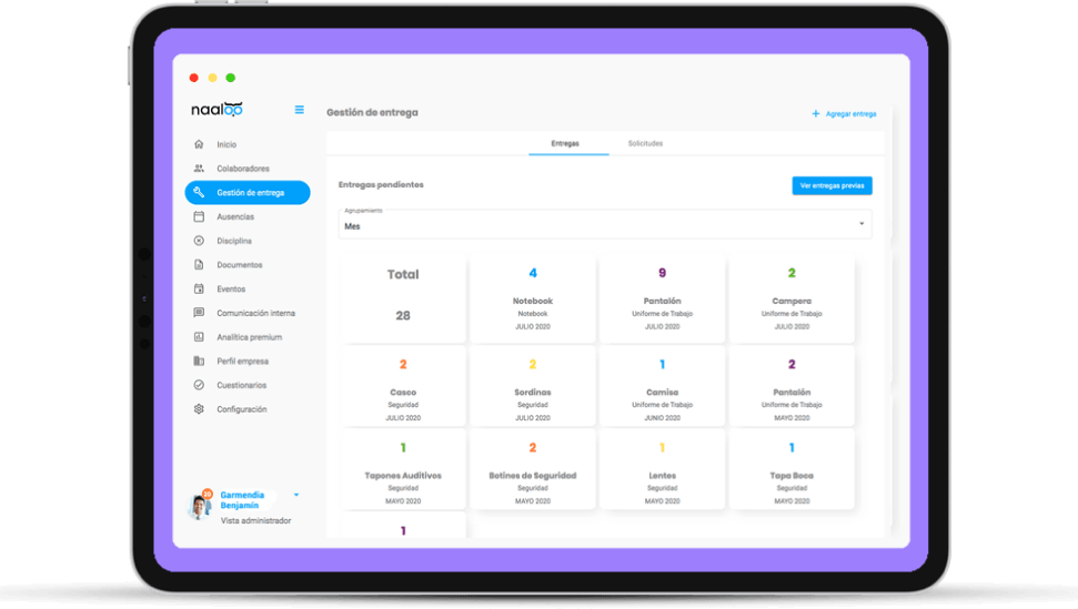 Software de Recursos Humanos - Gestión de entregas