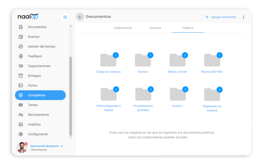 Gestión de documentos internos en Naaloo - Software de Recursos Humanos para pymes